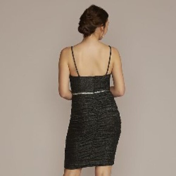 DB Studio Black Metallic Sweetheart Corset Midi Dress Sz 10 - Picture 3 of 15